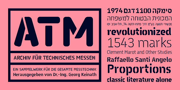 Card displaying Pauza Stencil typeface in various styles