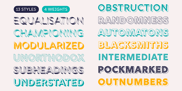 Card displaying Rig Solid typeface in various styles