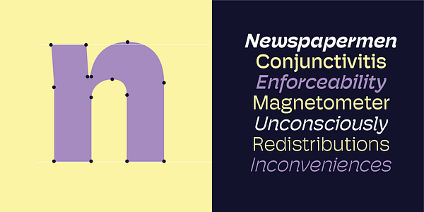 Card displaying Hoss Sharp typeface in various styles