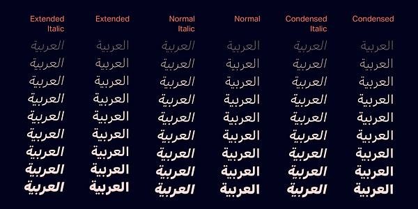 Card displaying Aktiv Grotesk Arabic typeface in various styles