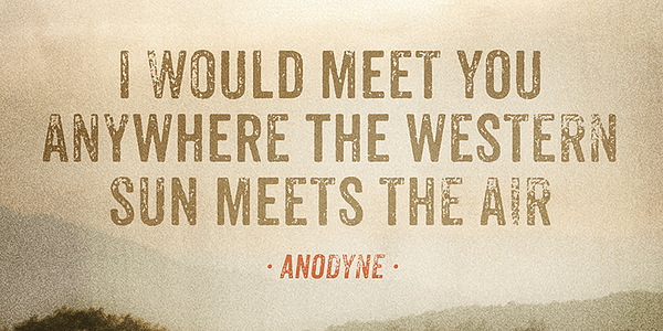 Card displaying Anodyne typeface in various styles