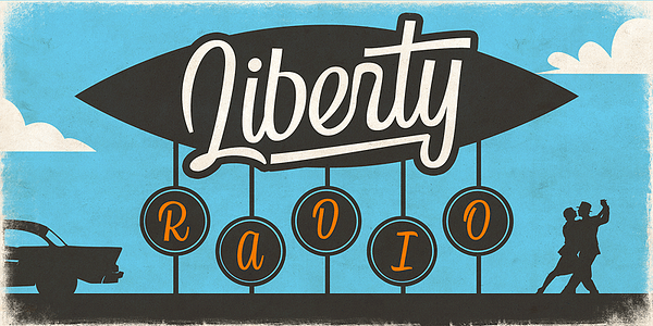 Card displaying Country Blues Script typeface in various styles