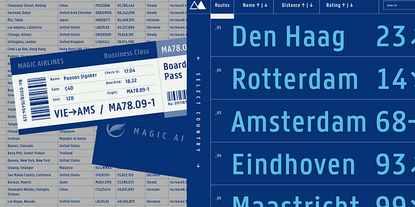 Card displaying Panno Sign typeface in various styles