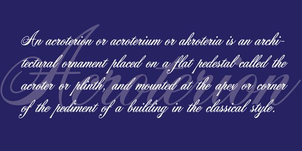 Card displaying AcroterionJF typeface in various styles