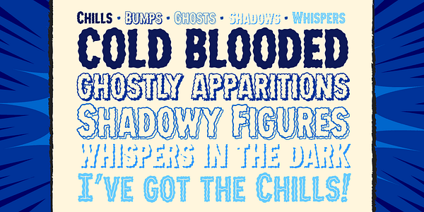 Card displaying CC Chills typeface in various styles