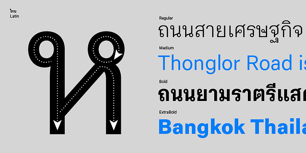 Card displaying Thonglor Soi 4 Nr typeface in various styles