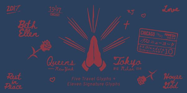 Beth Ellen 書体を様々なスタイルで表示するカード