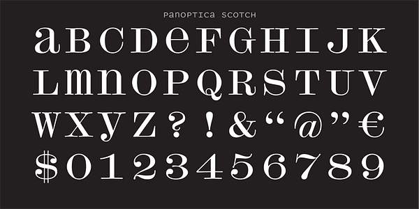 Card displaying Panoptica typeface in various styles