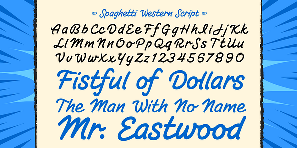 Card displaying CC Spaghetti Western typeface in various styles