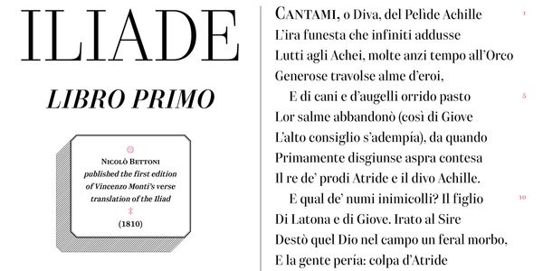 Card displaying Bettoni Variable typeface in various styles