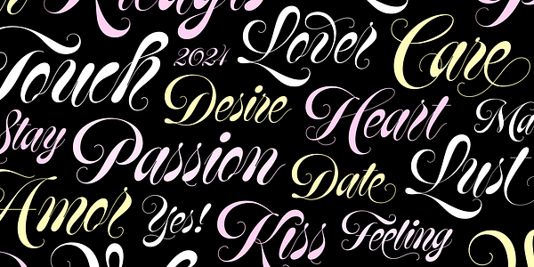 Card displaying Deseo typeface in various styles