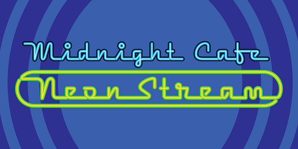 Card displaying NeonStream typeface in various styles