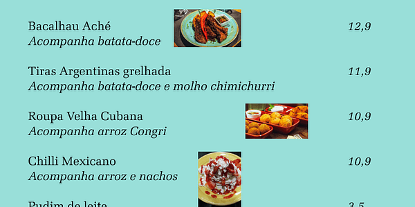 Karte mit der Schriftart Latino URW in verschiedenen Schnitten