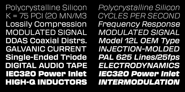 Card displaying Transducer typeface in various styles