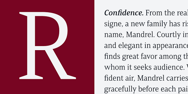 Card displaying Mandrel typeface in various styles