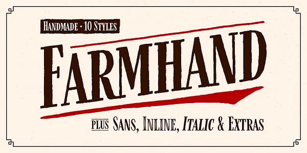 Card displaying Farmhand Sans typeface in various styles