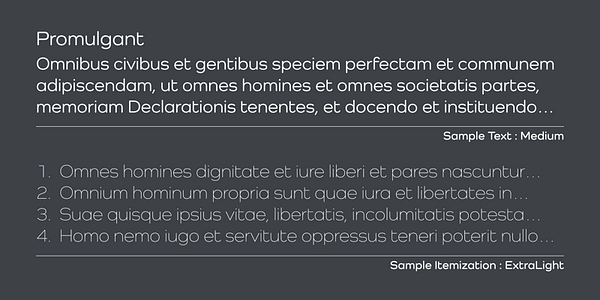 Card displaying Como typeface in various styles