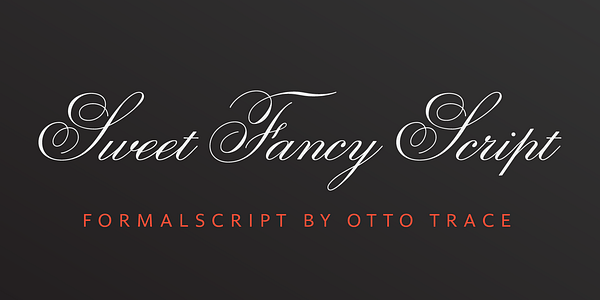 Card displaying Sweet Fancy Script typeface in various styles