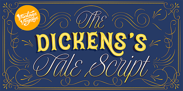 Card displaying Dickens Tale typeface in various styles