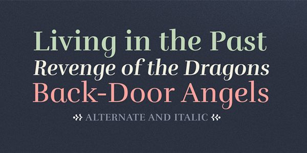 Card displaying Rufina typeface in various styles