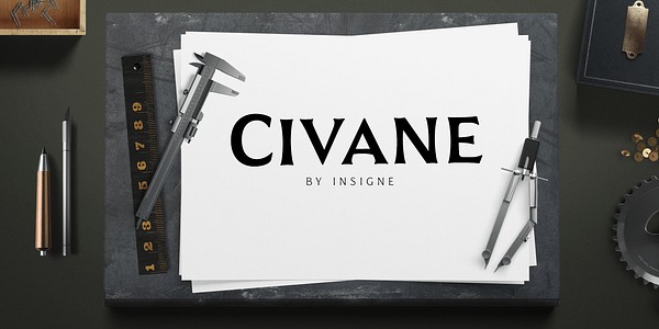 Card displaying Civane typeface in various styles