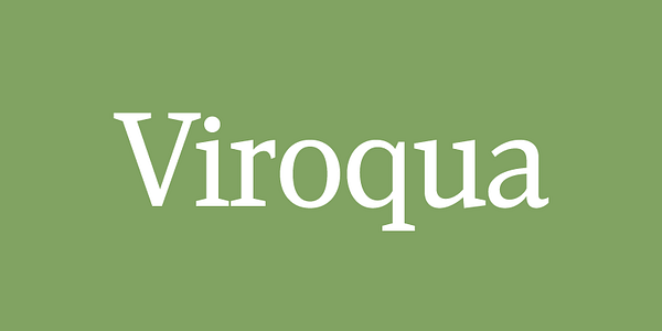 Card displaying Viroqua typeface in various styles