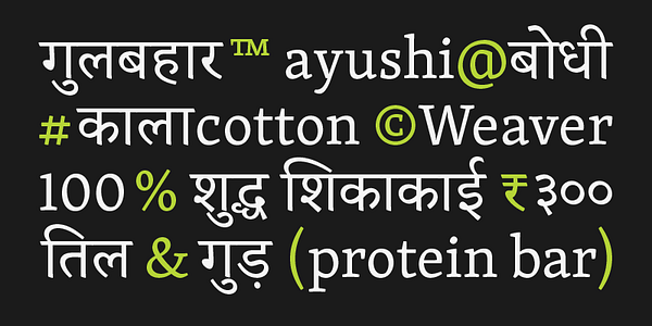 Card displaying Skolar Devanagari typeface in various styles