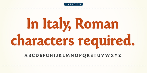 Card displaying Paradigm Pro typeface in various styles