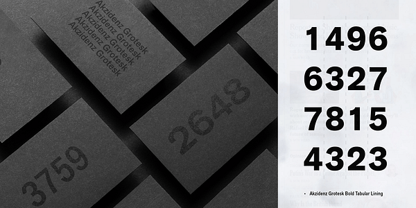 Card displaying Akzidenz-Grotesk Next typeface in various styles