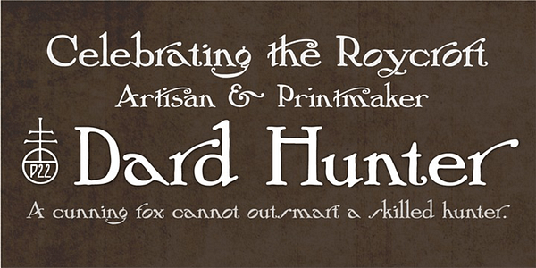 Card displaying P22 Arts and Crafts typeface in various styles