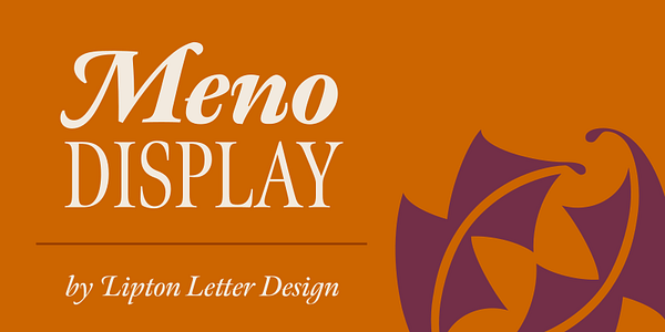 Card displaying Meno Display typeface in various styles