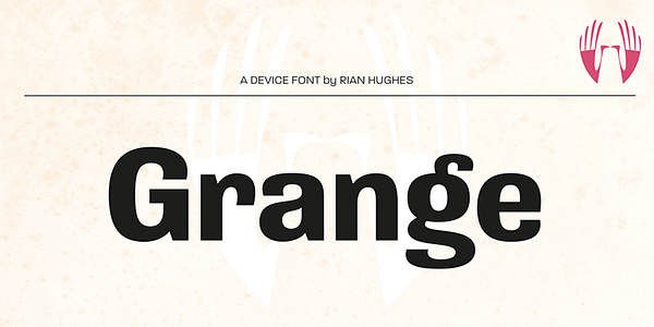 Card displaying Grange typeface in various styles