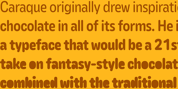 Card displaying Caraque typeface in various styles