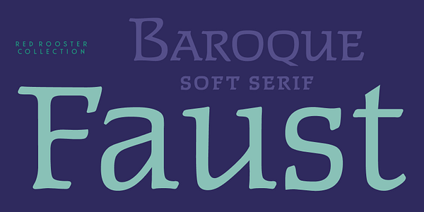 Card displaying Faust typeface in various styles