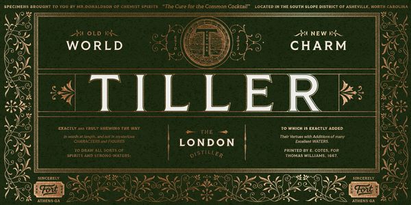 Card displaying Tiller typeface in various styles