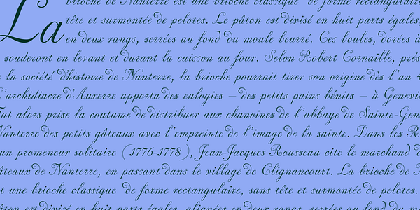 Card displaying Pritzious typeface in various styles