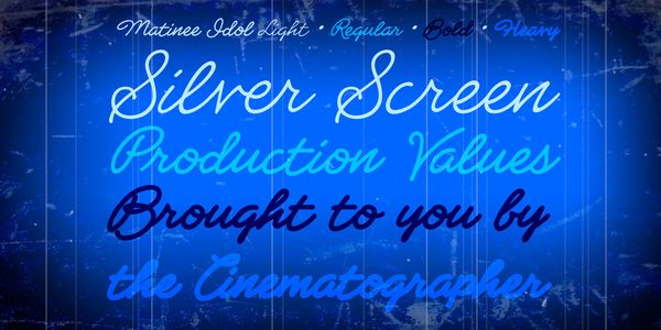 Card displaying CC Matinee Idol typeface in various styles