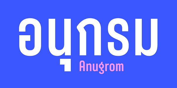 Card displaying Anugrom typeface in various styles