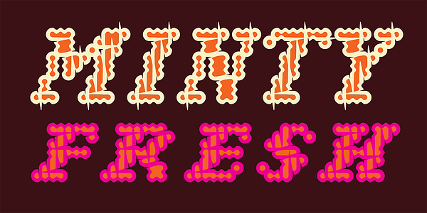 Card displaying Narly typeface in various styles