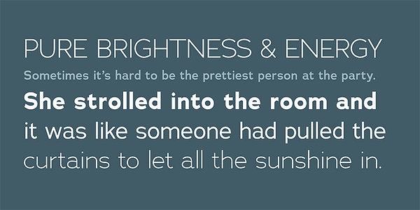 Card displaying Adrianna typeface in various styles