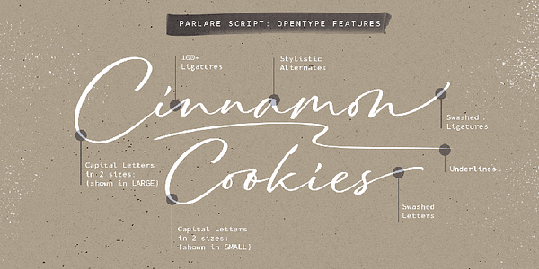 Card displaying Parlare typeface in various styles