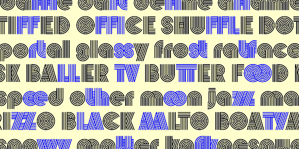 Card displaying Vibro typeface in various styles