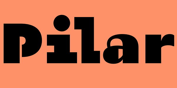 Card displaying Pilar typeface in various styles