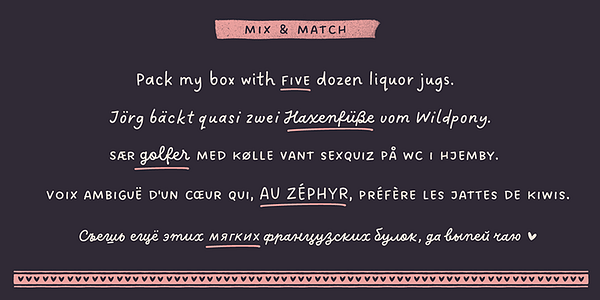 Card displaying Dreaming Outloud typeface in various styles