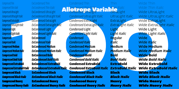 Card displaying Allotrope Variable typeface in various styles