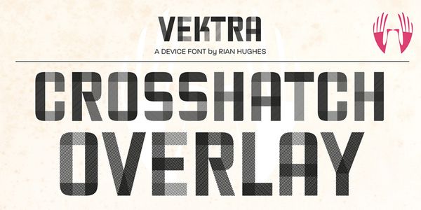 Card displaying Vektra typeface in various styles