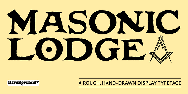 Card displaying Masonic Lodge typeface in various styles