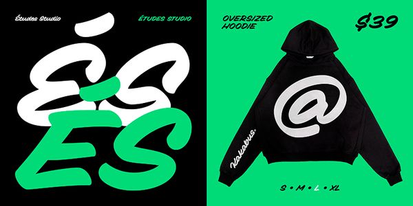 Card displaying PD Kakabus typeface in various styles