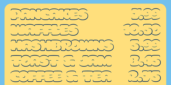 Card displaying SMOR typeface in various styles