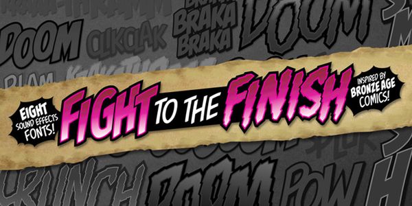 Card displaying Fight to the Finish BB typeface in various styles